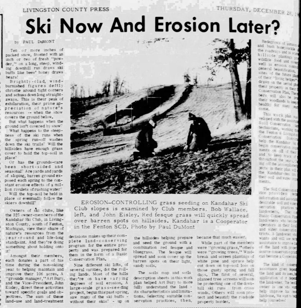 Kandahar Ski Club (Summit Ski Club) - Dec 28 1967 Article On Erosion
